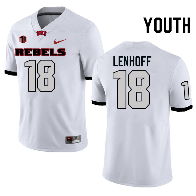 Youth #18 Lucas Lenhoff UNLV Rebels College Football Jerseys Stitched-White